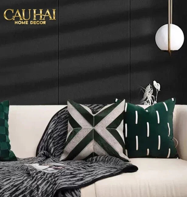 Vỏ Gối Nhung Emerald Velvet Broken Stripes 45-VỎ GỐI-CẬU HAI HOME DECOR