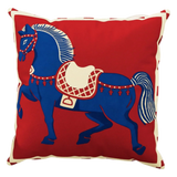 Vỏ Gối Nhung Équestre Cheval Bleu Royal Divin 45-VỎ GỐI-CẬU HAI HOME DECOR-CẬU HAI HOME DECOR