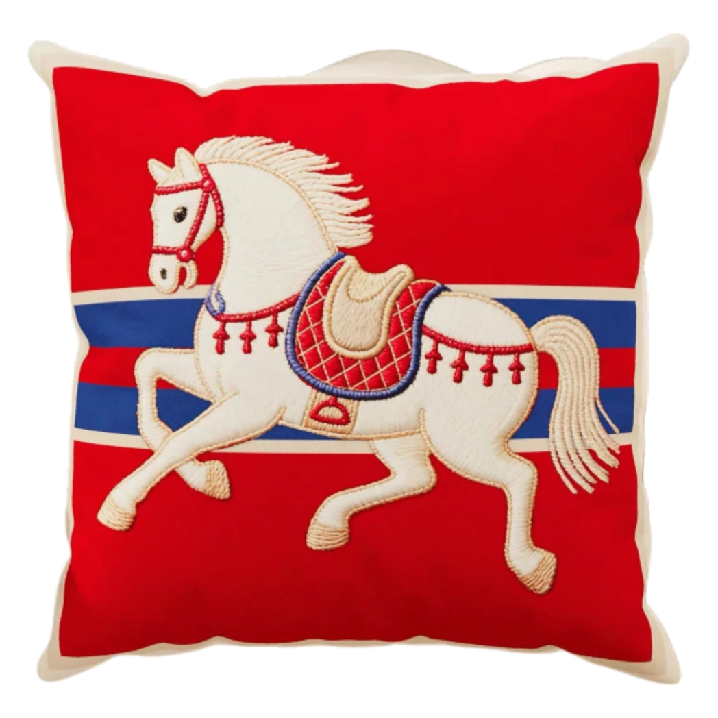 Vỏ Gối Nhung Équestre Crimson Rouge Cheval de Bataille 45 - Cậu Hai Home Decor