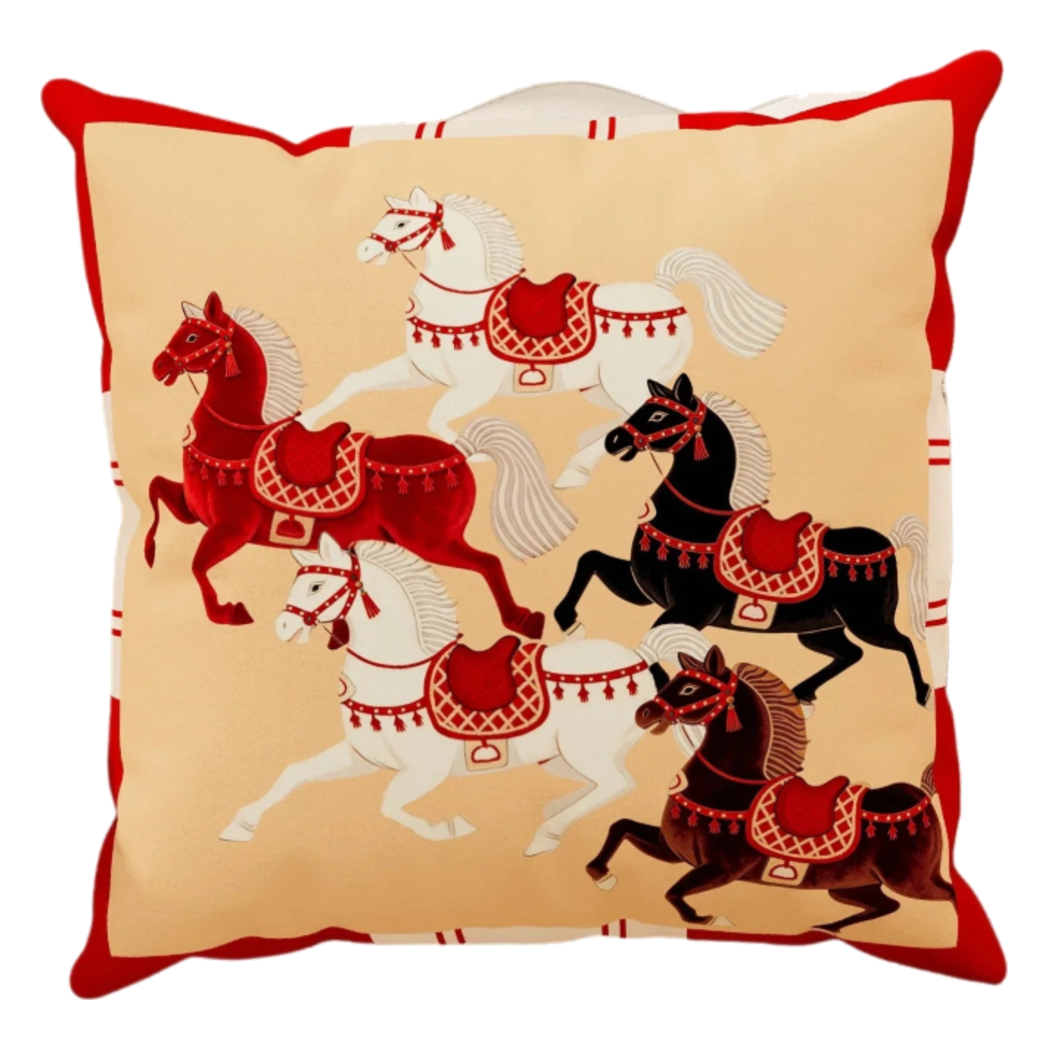 Vỏ Gối Nhung Équestre Les Cinq Chevaux Royaux 45 - Cậu Hai Home Decor