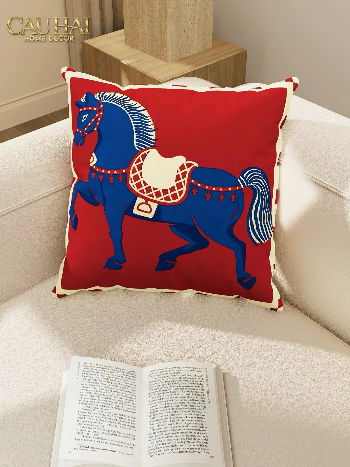 Vỏ Gối Nhung Équestre Les Cinq Chevaux Royaux 45-VỎ GỐI-CẬU HAI HOME DECOR-CẬU HAI HOME DECOR
