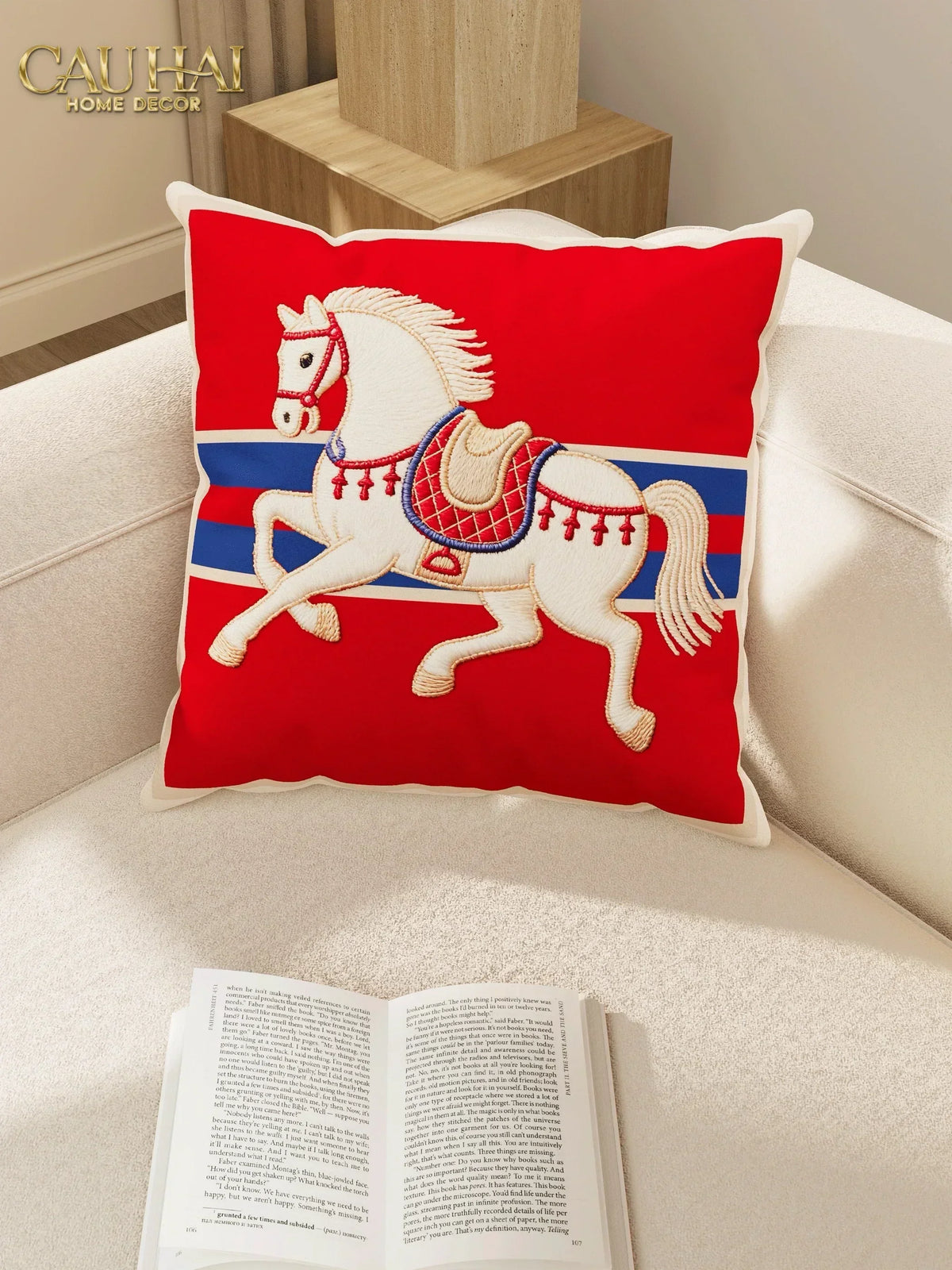 Vỏ Gối Nhung Équestre Les Cinq Chevaux Royaux 45-VỎ GỐI-CẬU HAI HOME DECOR-CẬU HAI HOME DECOR