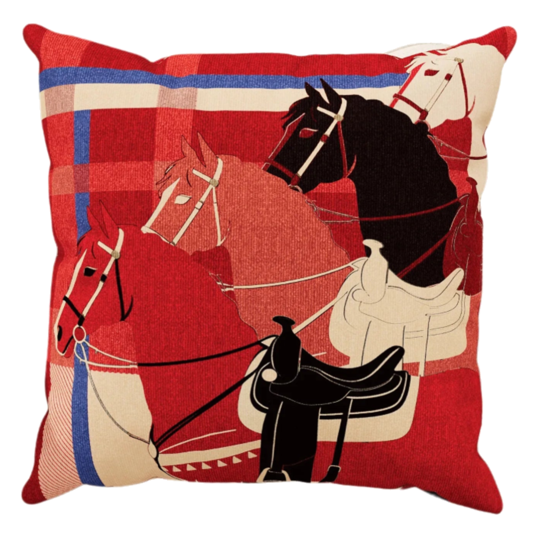 Vỏ Gối Nhung Équestre Les Quatre Chevaux de Bataille 45 - Cậu Hai Home Decor