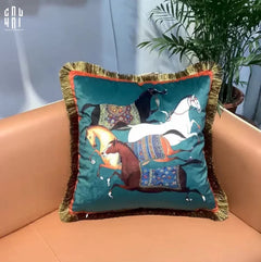 Vỏ Gối Nhung Équestre Running Stallion 45. - Jade-VỎ GỐI-CẬU HAI HOME DECOR
