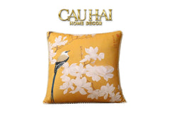 Vỏ Gối Nhung Hoa Thêu Viền Ngọc Trai - Dynasty Peony White Pearl 50-VỎ GỐI-CẬU HAI HOME DECOR