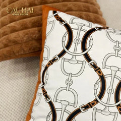 Vỏ Gối Nhung Horsebit Noble Héritage - Blanc Motif 45-VỎ GỐI-CẬU HAI HOME DECOR