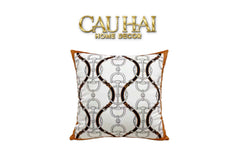 Vỏ Gối Nhung Horsebit Noble Héritage - Blanc Motif 45-VỎ GỐI-CẬU HAI HOME DECOR