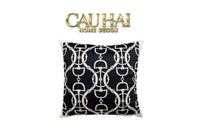 Vỏ Gối Nhung Horsebit Noble Héritage - Noir Motif 45-VỎ GỐI-CẬU HAI HOME DECOR