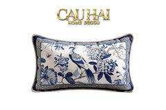 Vỏ Gối Nhung Indochine Oriental indigo Bloom Art 45-VỎ GỐI-CẬU HAI HOME DECOR
