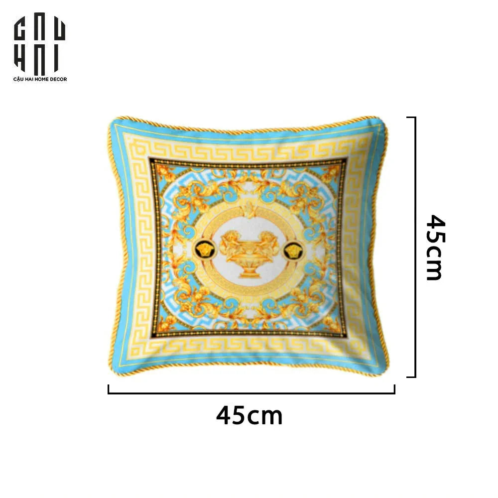 Vỏ Gối Nhung La Coupe Des Dieux - Bleu 45.-VỎ GỐI-CẬU HAI HOME DECOR