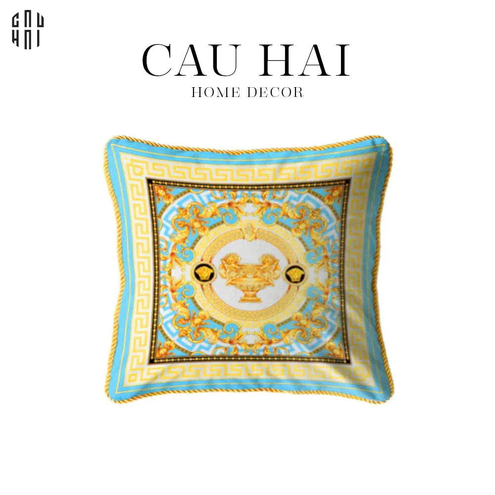 Vỏ Gối Nhung La Coupe Des Dieux - Bleu 45.-VỎ GỐI-CẬU HAI HOME DECOR