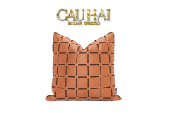 Vỏ Gối Nhung Lux Leather Crossline Terra 45-VỎ GỐI-CẬU HAI HOME DECOR