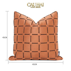 Vỏ Gối Nhung Lux Leather Crossline Terra 45-CẬU HAI HOME DECOR