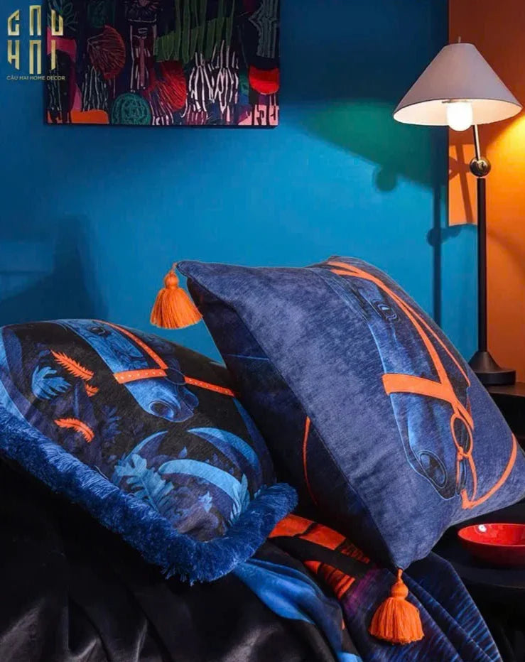 Vỏ Gối Nhung Marine Stallion - Fringe Edge-VỎ GỐI-CẬU HAI HOME DECOR