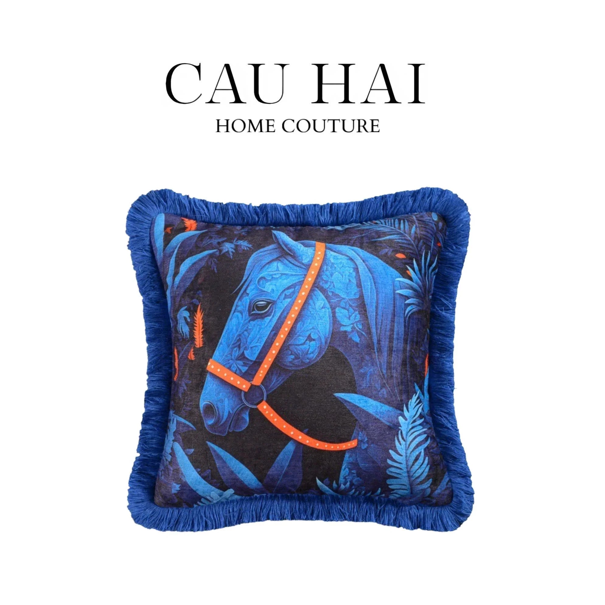 Vỏ Gối Nhung Marine Stallion - Fringe Edge-VỎ GỐI-CẬU HAI HOME DECOR