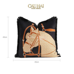 Vỏ Gối Nhung Nocturne Équestre Leather Harness 45-VỎ GỐI-CẬU HAI HOME DECOR