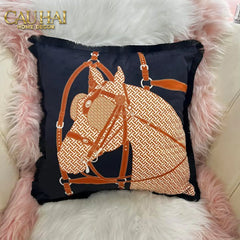 Vỏ Gối Nhung Nocturne Équestre Leather Harness 45-VỎ GỐI-CẬU HAI HOME DECOR