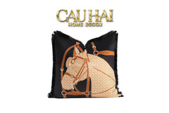 Vỏ Gối Nhung Nocturne Équestre Leather Harness 45-VỎ GỐI-CẬU HAI HOME DECOR