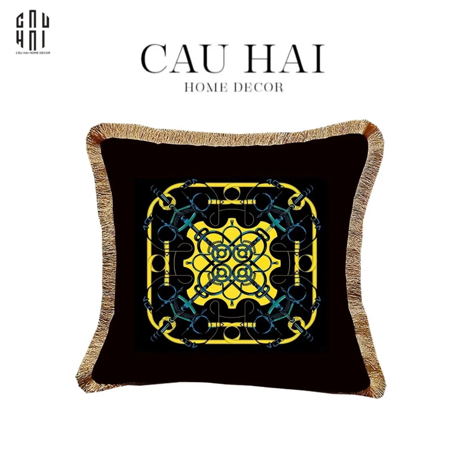 Vỏ Gối Nhung Noir Eperon D'Or 45.-VỎ GỐI-CẬU HAI HOME DECOR