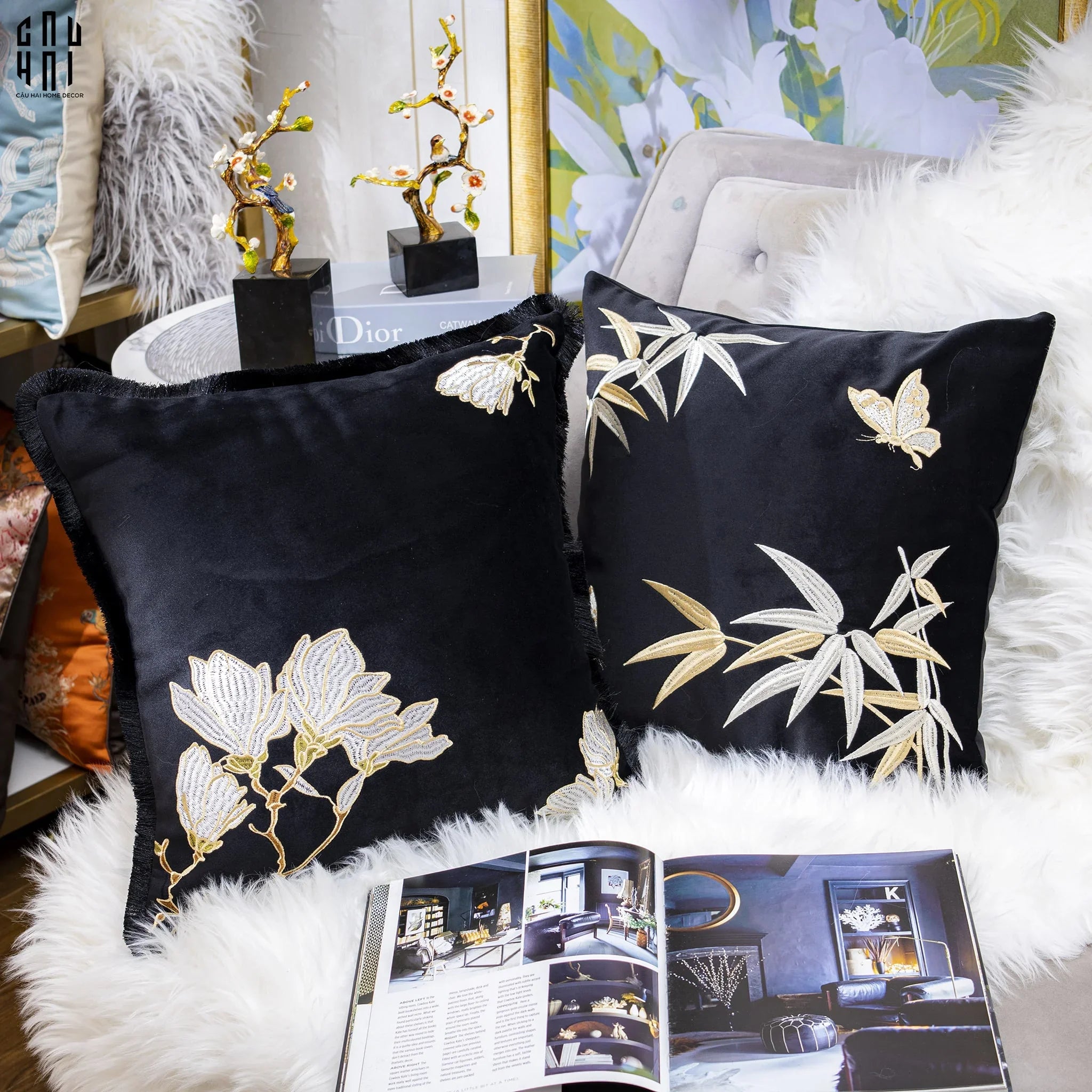 Vỏ Gối Nhung Scarlett 45.-VỎ GỐI-CẬU HAI HOME DECOR