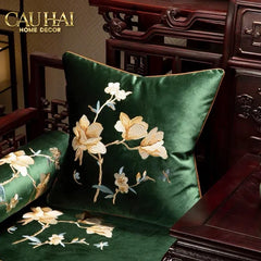 Vỏ Gối Nhung Thêu Mộc Lan Hoa 45x45-VỎ GỐI-CẬU HAI HOME DECOR