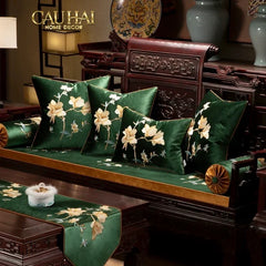 Vỏ Gối Nhung Thêu Mộc Lan Hoa 45x45-CẬU HAI HOME DECOR