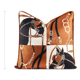 Vỏ Gối Nhung Triptyque Équestre Moderne Cognac Brun 45 - Cậu Hai Home Decor