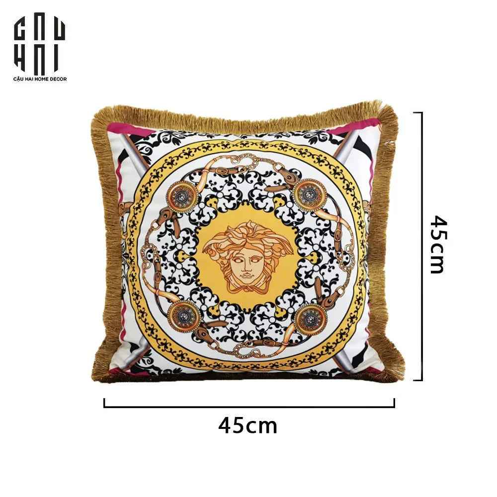Vỏ Gối Nhung V Class Medusa Head Printed - White 45.-VỎ GỐI-CẬU HAI HOME DECOR