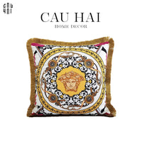 Vỏ Gối Nhung V Class Medusa Head Printed - White 45.-VỎ GỐI-CẬU HAI HOME DECOR