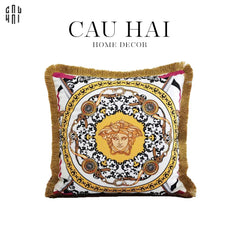 Vỏ Gối Nhung V Class Medusa Head Printed - White 45.-VỎ GỐI-CẬU HAI HOME DECOR