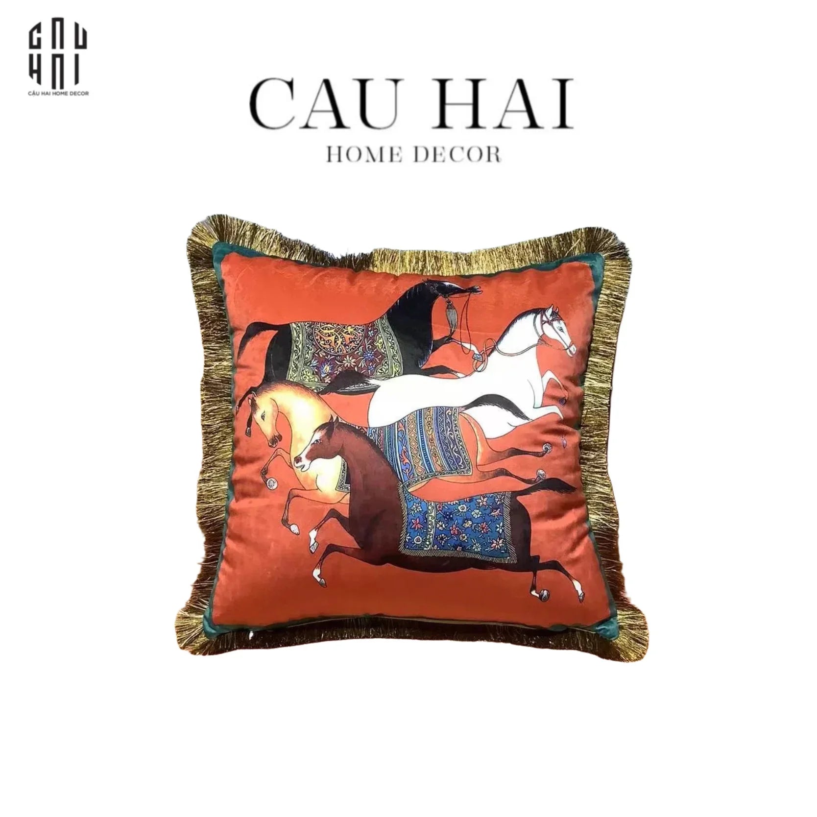 Vỏ Gối Running Steed 45. - Orange-VỎ GỐI-CẬU HAI HOME DECOR
