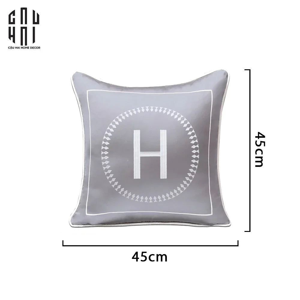 Vỏ Gối Sofa Lụa Helion - Gray 45.-VỎ GỐI-CẬU HAI HOME DECOR