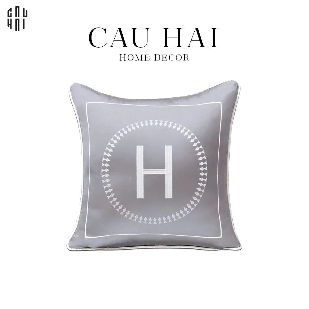 Vỏ Gối Sofa Lụa Helion - Gray 45.-VỎ GỐI-CẬU HAI HOME DECOR