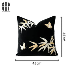 Vỏ Gối Sofa Nhung Golden Bamboo Papillon 45 Ss25-VỎ GỐI-CẬU HAI HOME DECOR