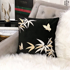Vỏ Gối Sofa Nhung Golden Bamboo Papillon 45 Ss25-VỎ GỐI-CẬU HAI HOME DECOR