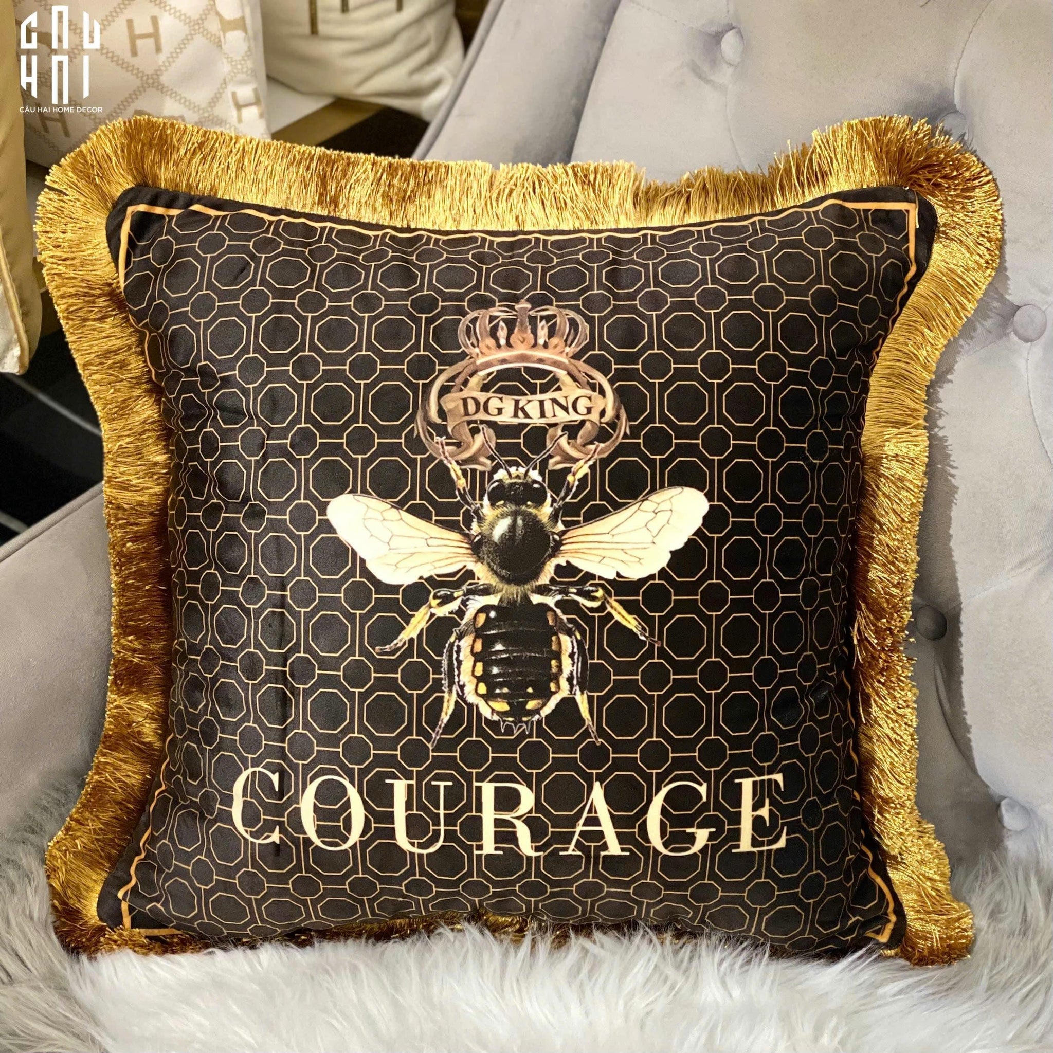 Vỏ Gối Sofa Nhung Golden Bee 45.-VỎ GỐI-CẬU HAI HOME DECOR