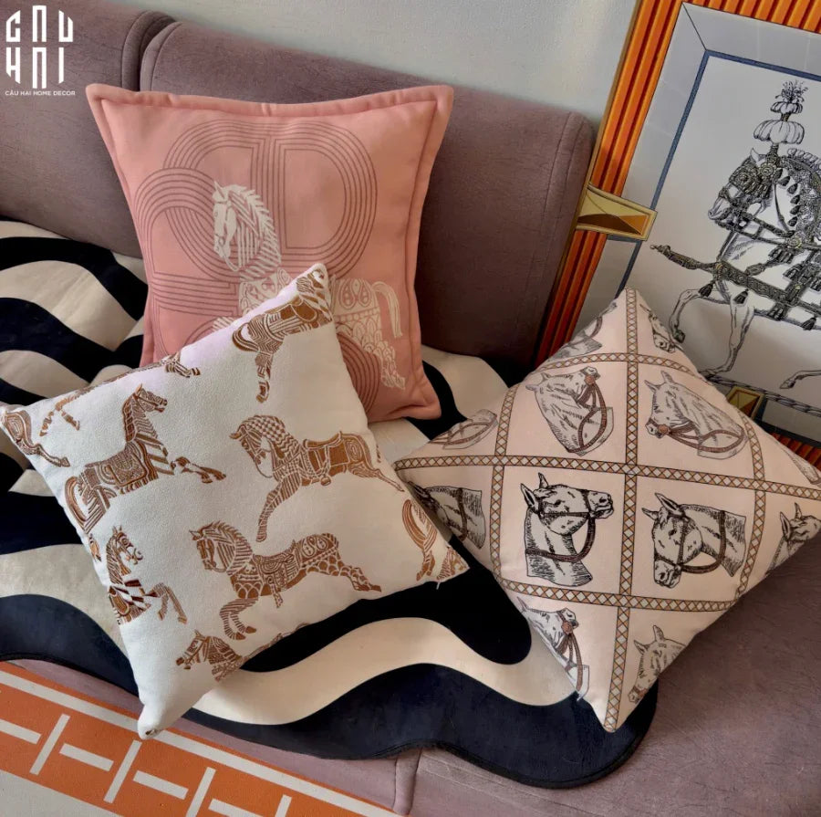 Vỏ Gối Sofa Nhung Randall Cheval - Light Pink 50x50-VỎ GỐI-CẬU HAI HOME DECOR