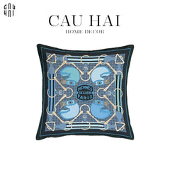 Vỏ Gối Sofa Nhung Tatersale Blue 45X45Cm-VỎ GỐI-CẬU HAI HOME DECOR