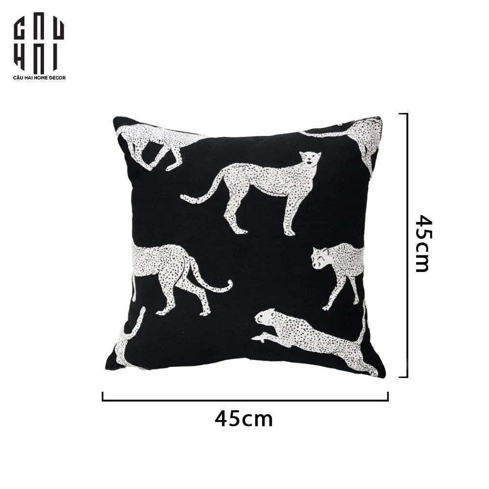Vỏ Gối Sofa Sợi Vải Canvas Panthera 45.-VỎ GỐI-CẬU HAI HOME DECOR
