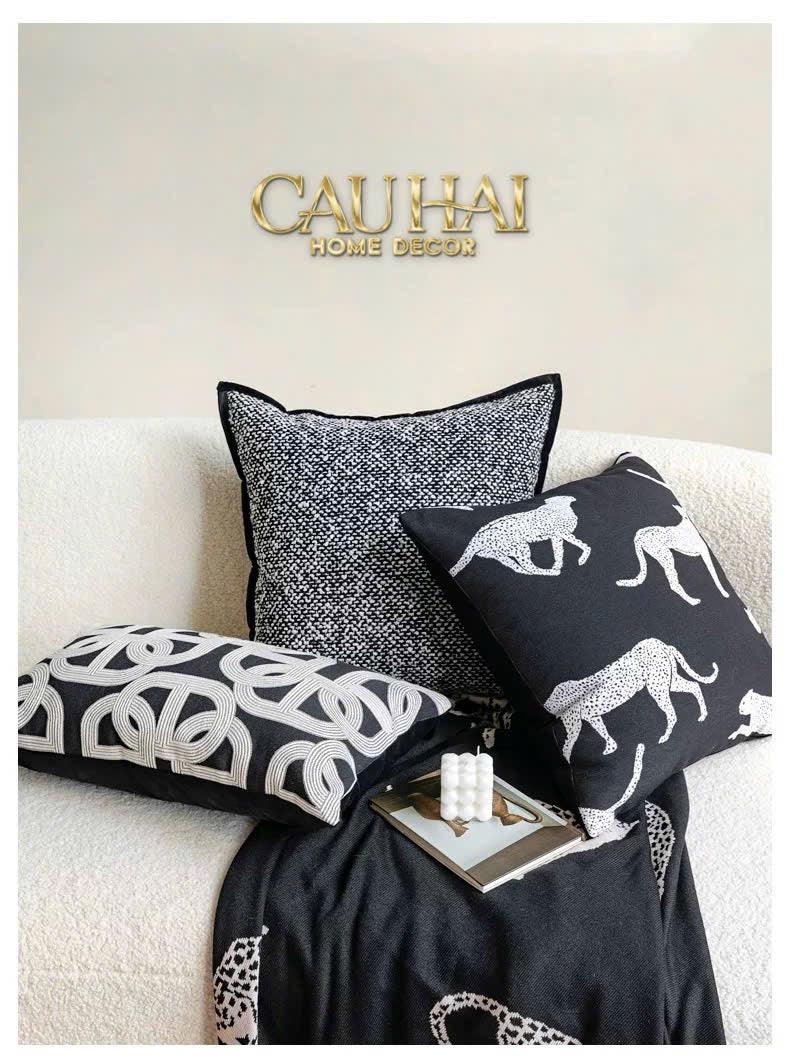 Vỏ Gối Sofa Sợi Vải Canvas Panthera 45.-VỎ GỐI-CẬU HAI HOME DECOR