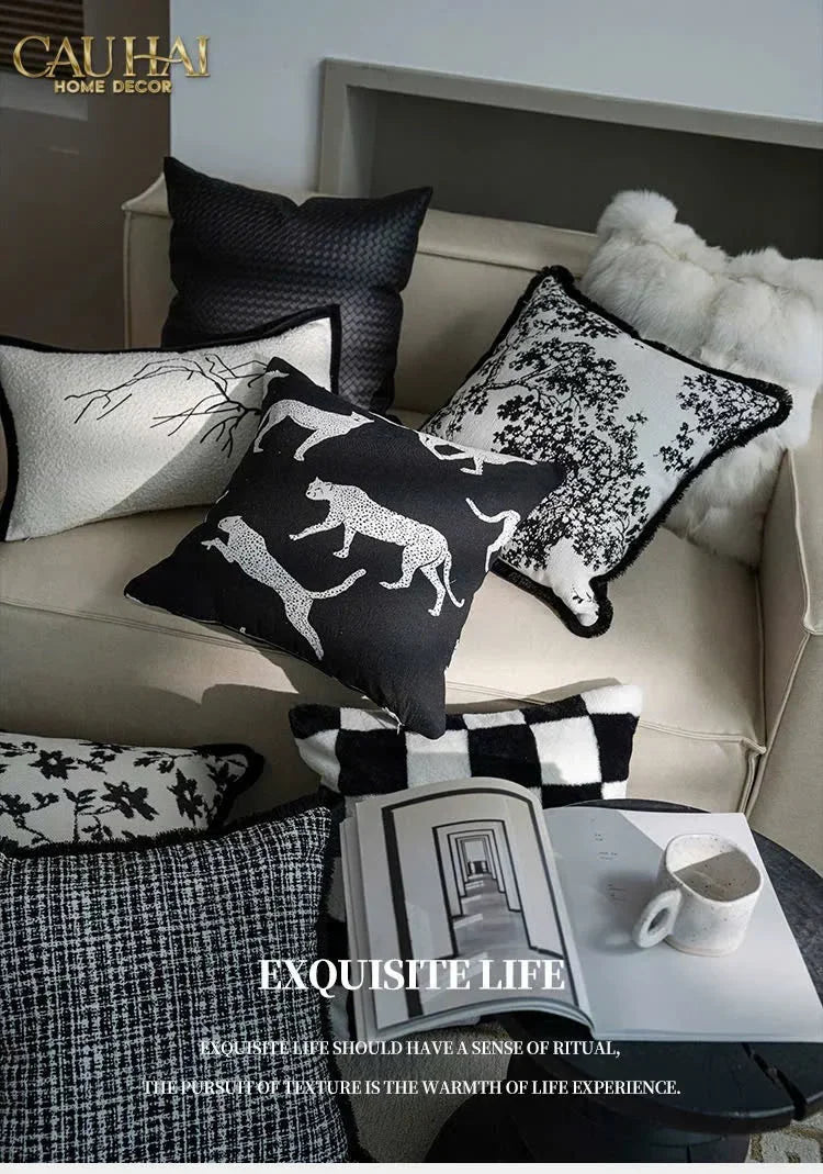 Vỏ Gối Sofa Sợi Vải Canvas Panthera 45.-VỎ GỐI-CẬU HAI HOME DECOR