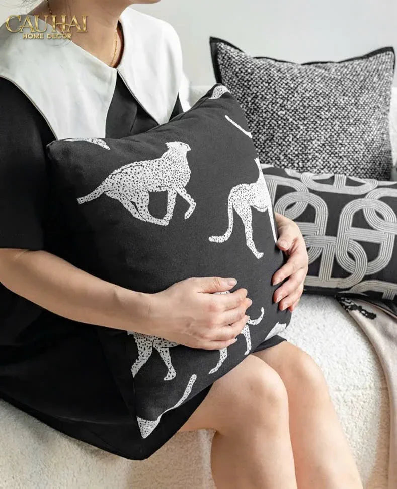 Vỏ Gối Sofa Sợi Vải Canvas Panthera 45.-VỎ GỐI-CẬU HAI HOME DECOR