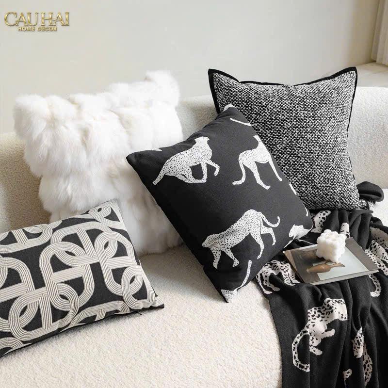 Vỏ Gối Sofa Sợi Vải Canvas Panthera 45.-VỎ GỐI-CẬU HAI HOME DECOR