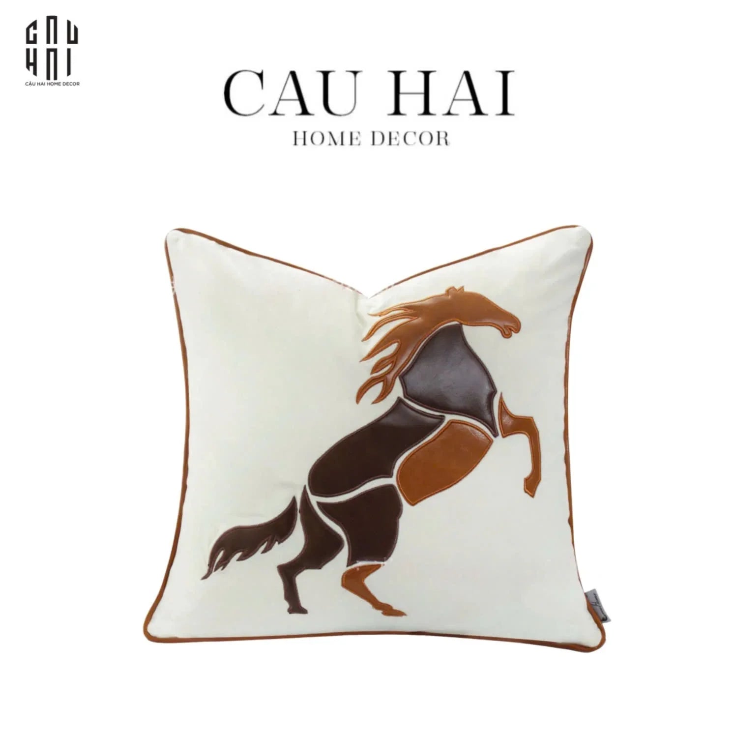 Vỏ Gối Thêu Leather Trot-VỎ GỐI-CẬU HAI HOME DECOR