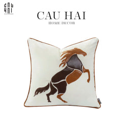 Vỏ Gối Thêu Leather Trot-VỎ GỐI-CẬU HAI HOME DECOR