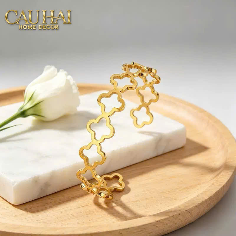 Vòng Khăn Ăn - Napkin Ring Clover Fleur Monogram Quatrefoil-VÒNG KHĂN ĂN-Đối tác tại Trung Quốc theo từng đơn đặt hàng-CẬU HAI HOME DECOR