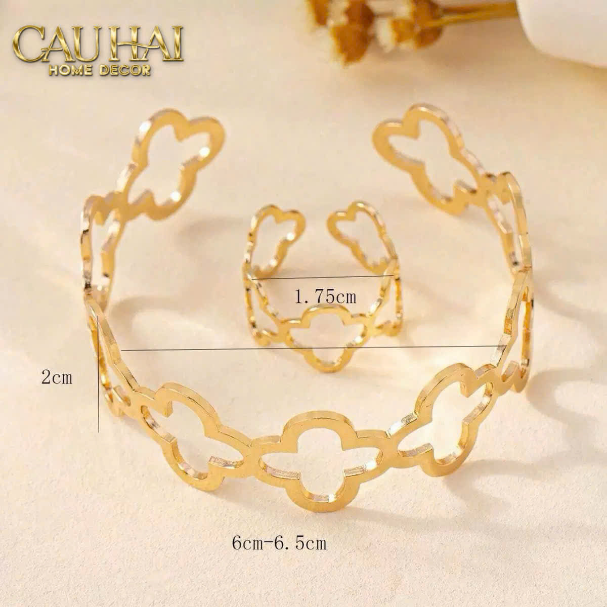 Vòng Khăn Ăn - Napkin Ring Clover Fleur Monogram Quatrefoil-VÒNG KHĂN ĂN-Đối tác tại Trung Quốc theo từng đơn đặt hàng-CẬU HAI HOME DECOR