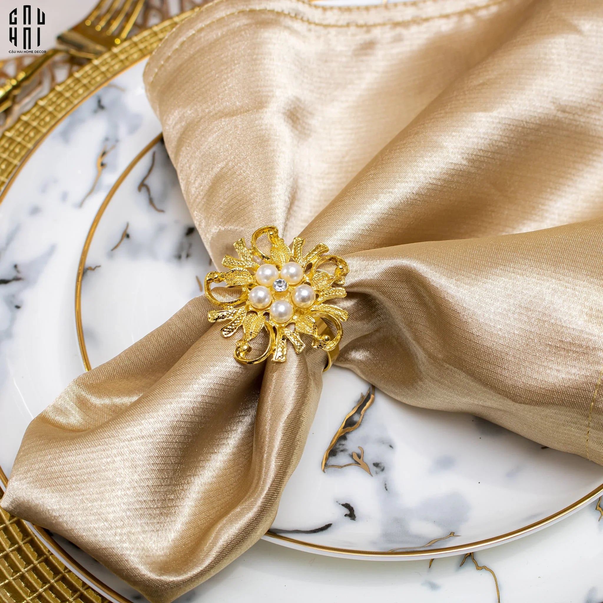 Vòng Khăn Ăn - Napkin Ring Golden Pearl-VÒNG KHĂN ĂN-CẬU HAI HOME DECOR
