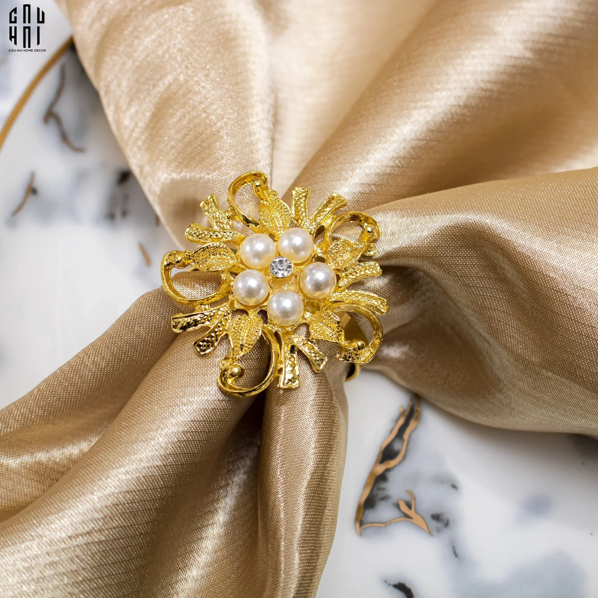 Vòng Khăn Ăn - Napkin Ring Golden Pearl-VÒNG KHĂN ĂN-CẬU HAI HOME DECOR