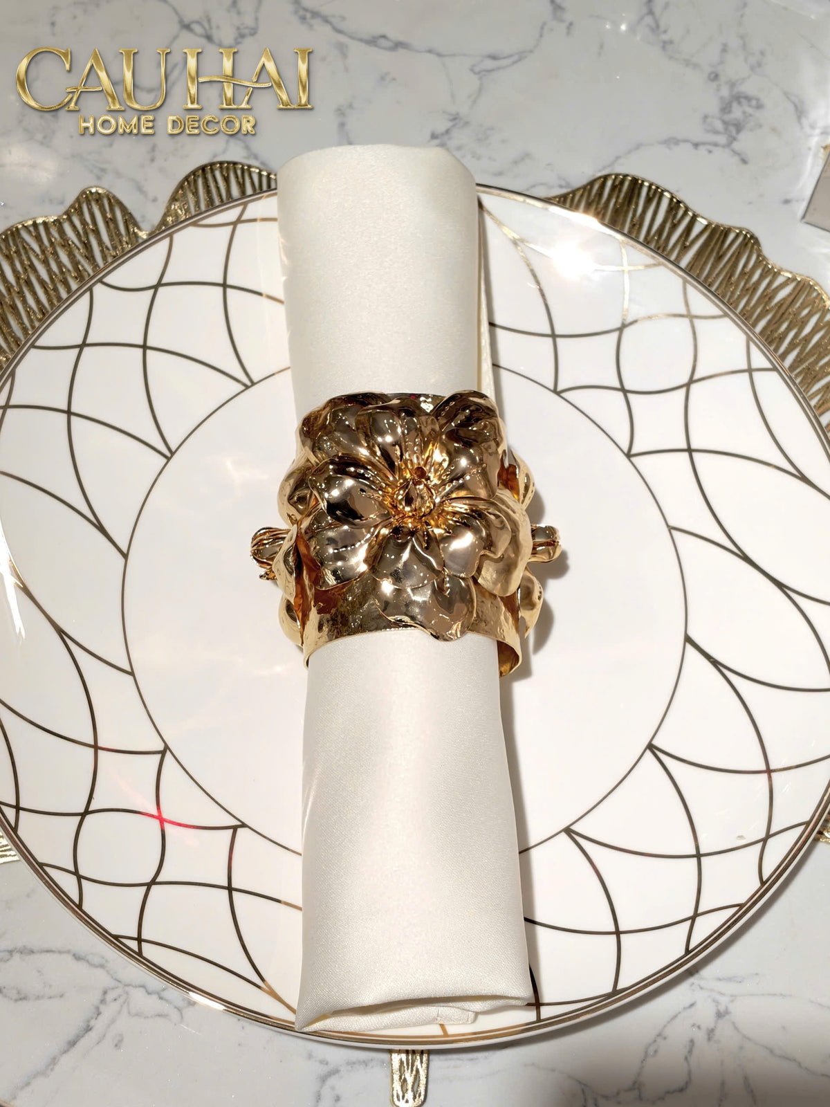 Vòng Khăn Ăn - Napkin Ring Grande Fleur D'Or-VÒNG KHĂN ĂN-Đối tác tại Trung Quốc theo từng đơn đặt hàng-CẬU HAI HOME DECOR